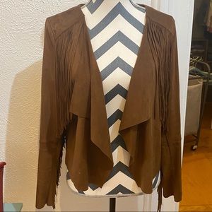 Silver Jeans Co Brown Faux Suede Fringe Jacket